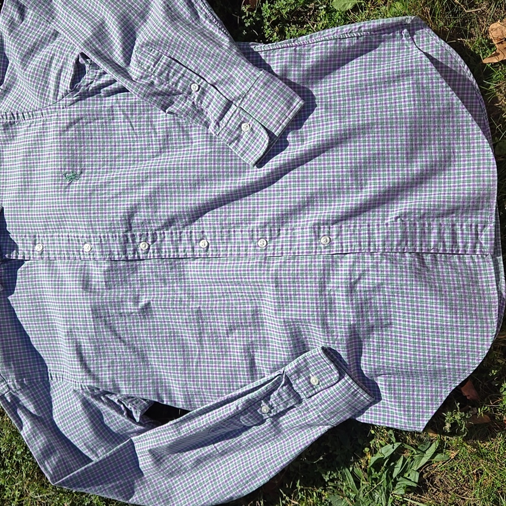 POLO ▪︎ Ralph Lauren Men's Plaid Shirt - Lavender, Green, White & Black, Size M